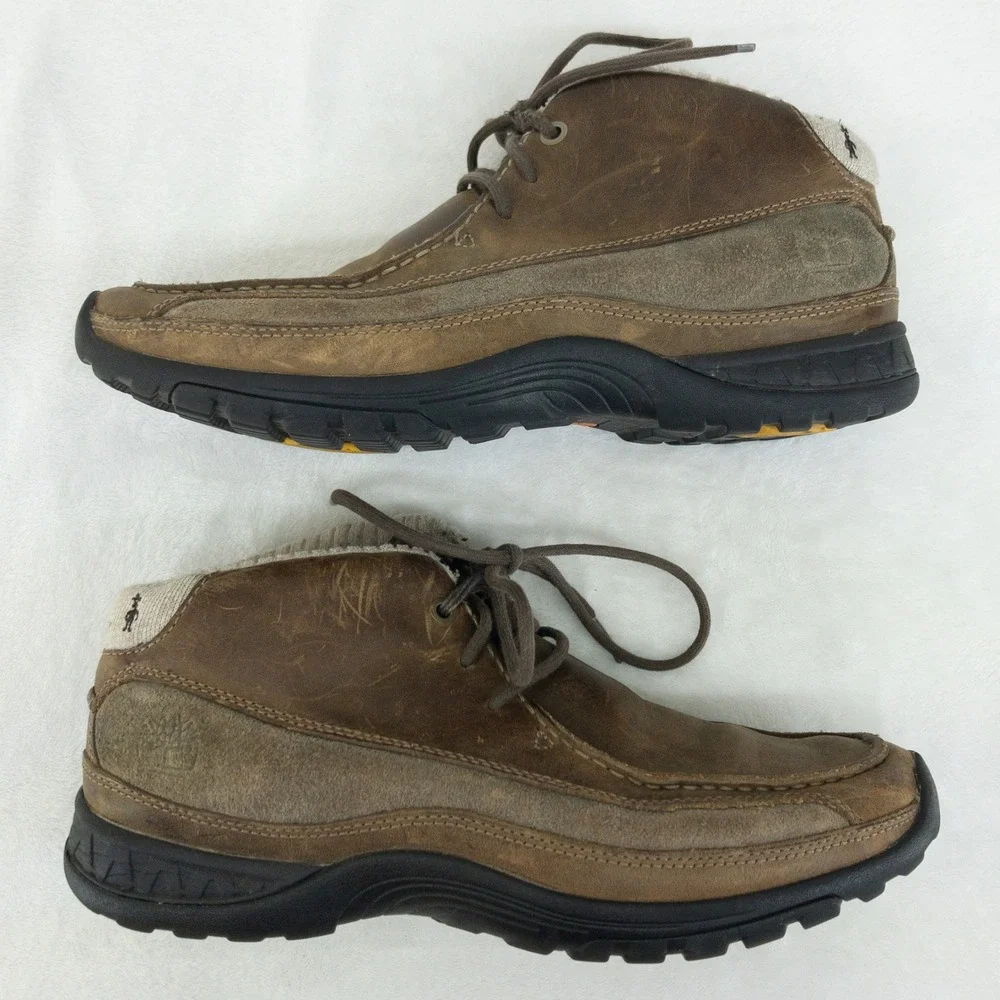 Timberland Chukka Boots Mens Size 9 Brown Leather Smartwool Earthkeepers